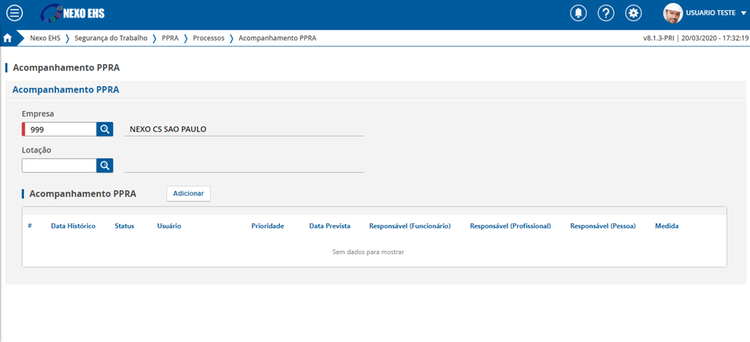 screenshot of Nexo EHS
